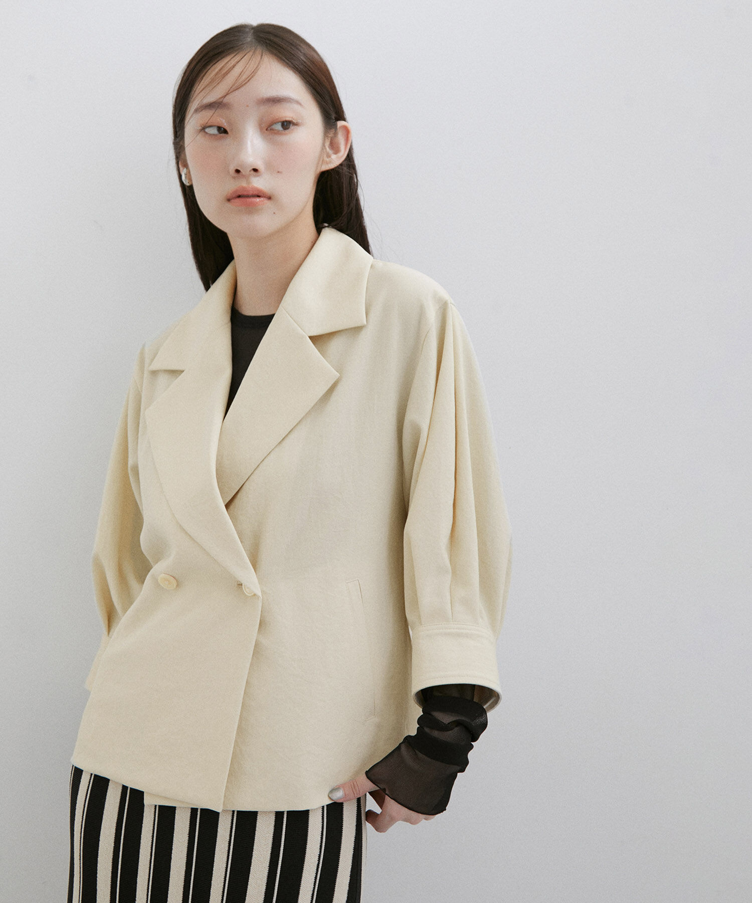 ADAM ET ROPE'「【サステナブル】2WAYシルエットシャツジャケット」|テーラードジャケット|ホワイト系(12)