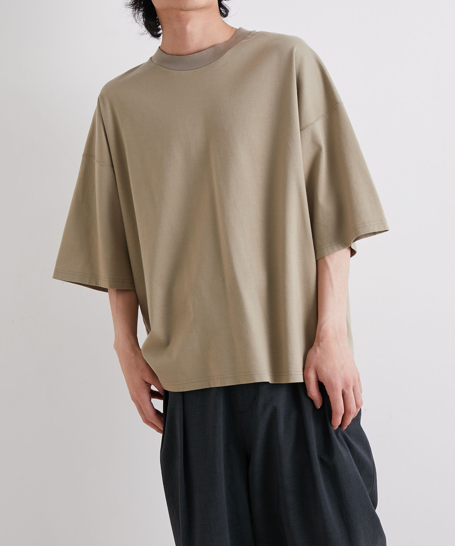 ADAM ET ROPE'「【Albini/アルビニ】オーガニック ポンチ ドロップショルダー ビッグ Tシャツ」|Tシャツ・カットソー|