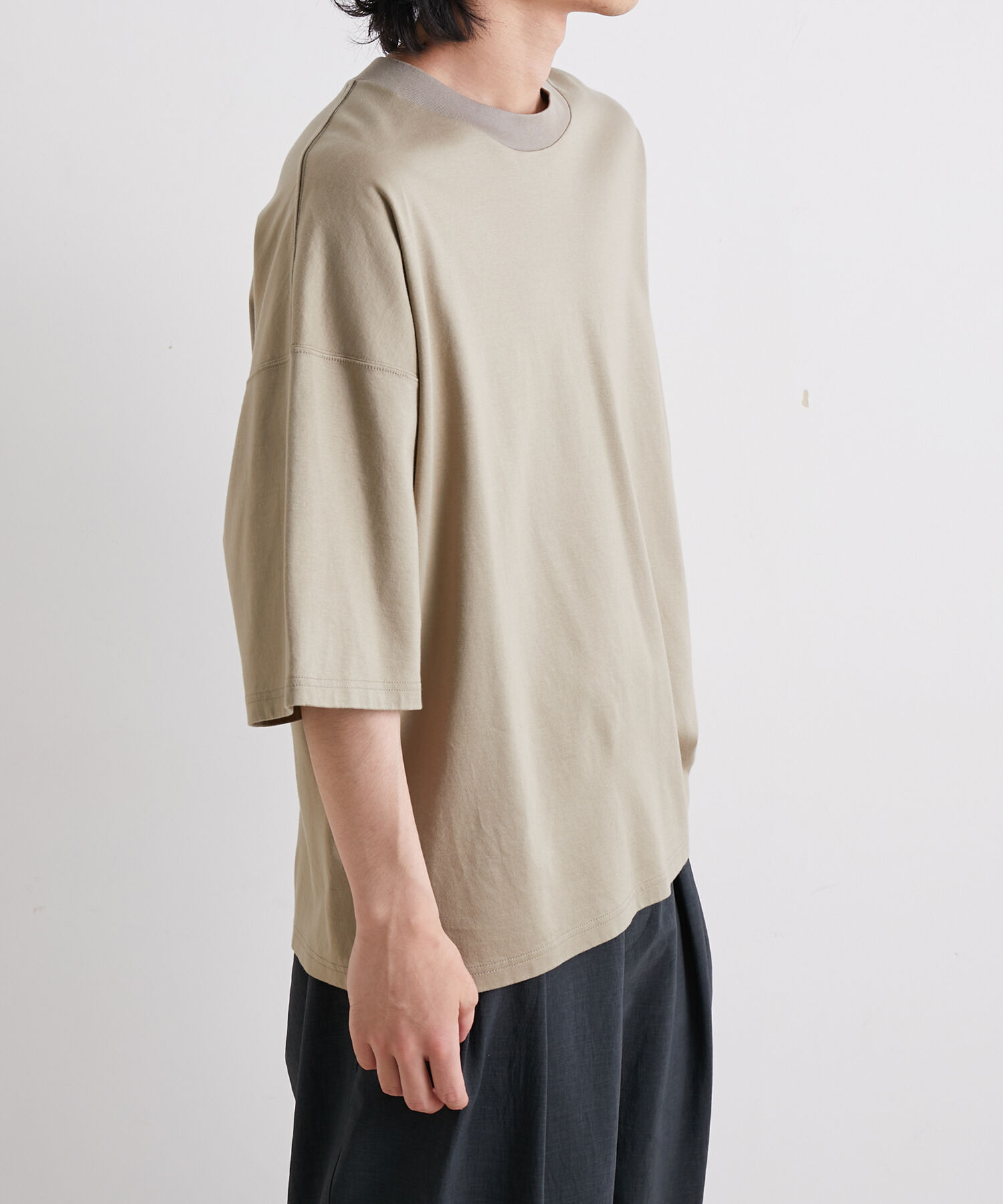 ADAM ET ROPE'「【Albini/アルビニ】オーガニック ポンチ ドロップショルダー ビッグ Tシャツ」|Tシャツ・カットソー|