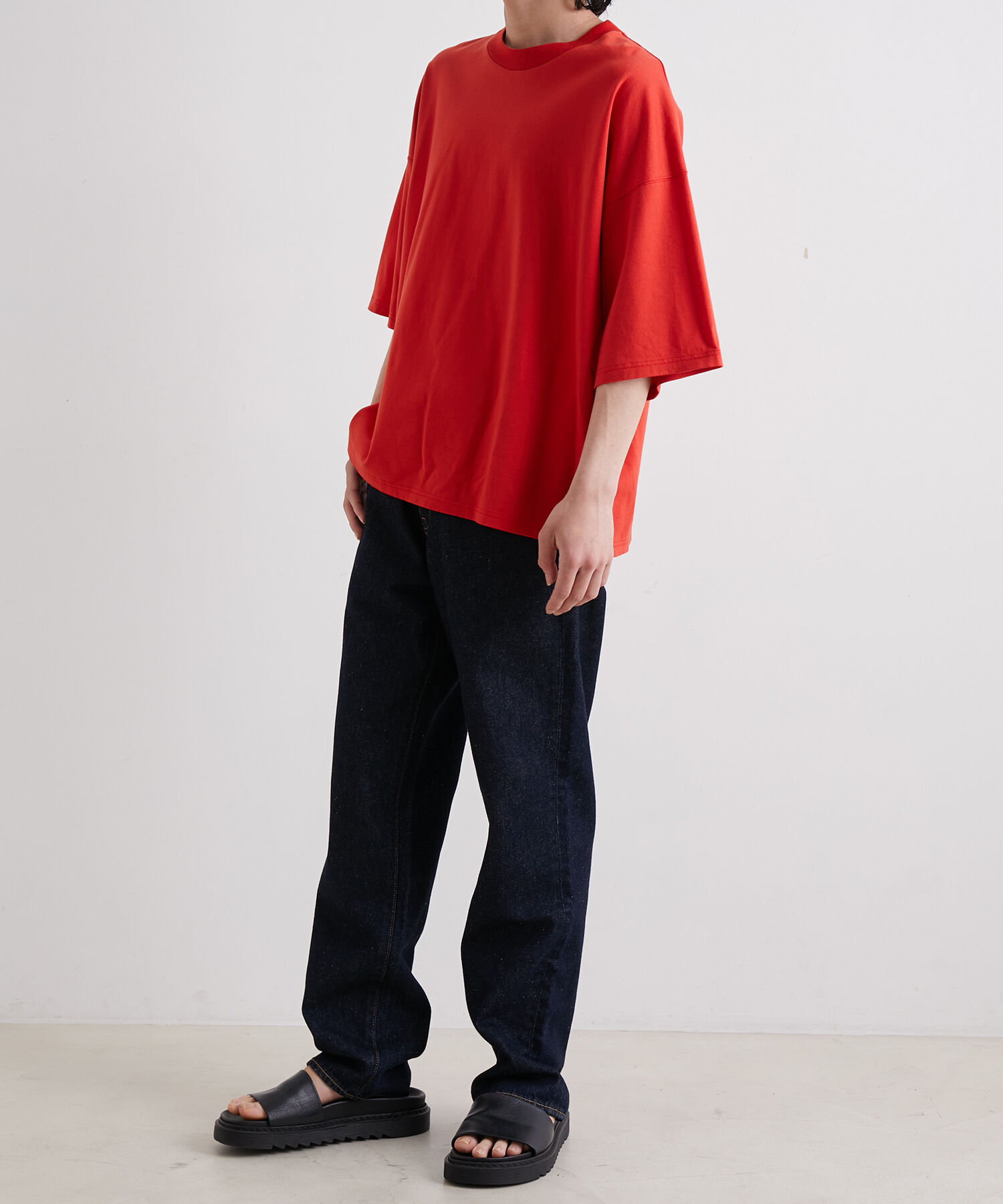 ADAM ET ROPE'「【Albini/アルビニ】オーガニック ポンチ ドロップショルダー ビッグ Tシャツ」|Tシャツ・カットソー|