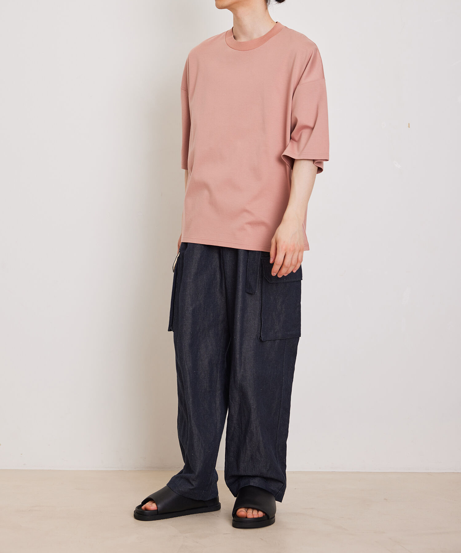 ADAM ET ROPE'「【Albini/アルビニ】オーガニック ポンチ ドロップショルダー ビッグ Tシャツ」|Tシャツ・カットソー|