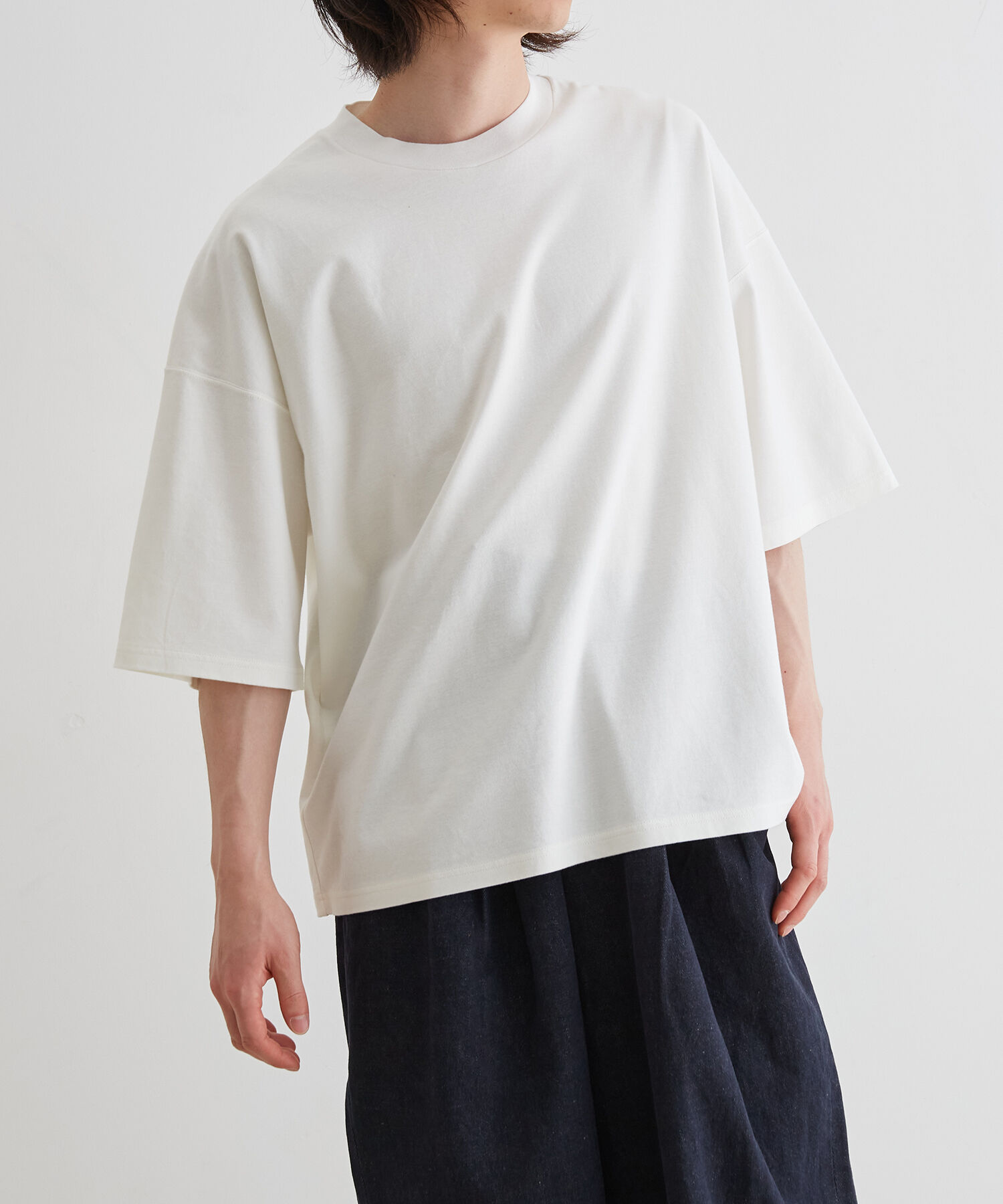 ADAM ET ROPE'「【Albini/アルビニ】オーガニック ポンチ ドロップショルダー ビッグ Tシャツ」|Tシャツ・カットソー|