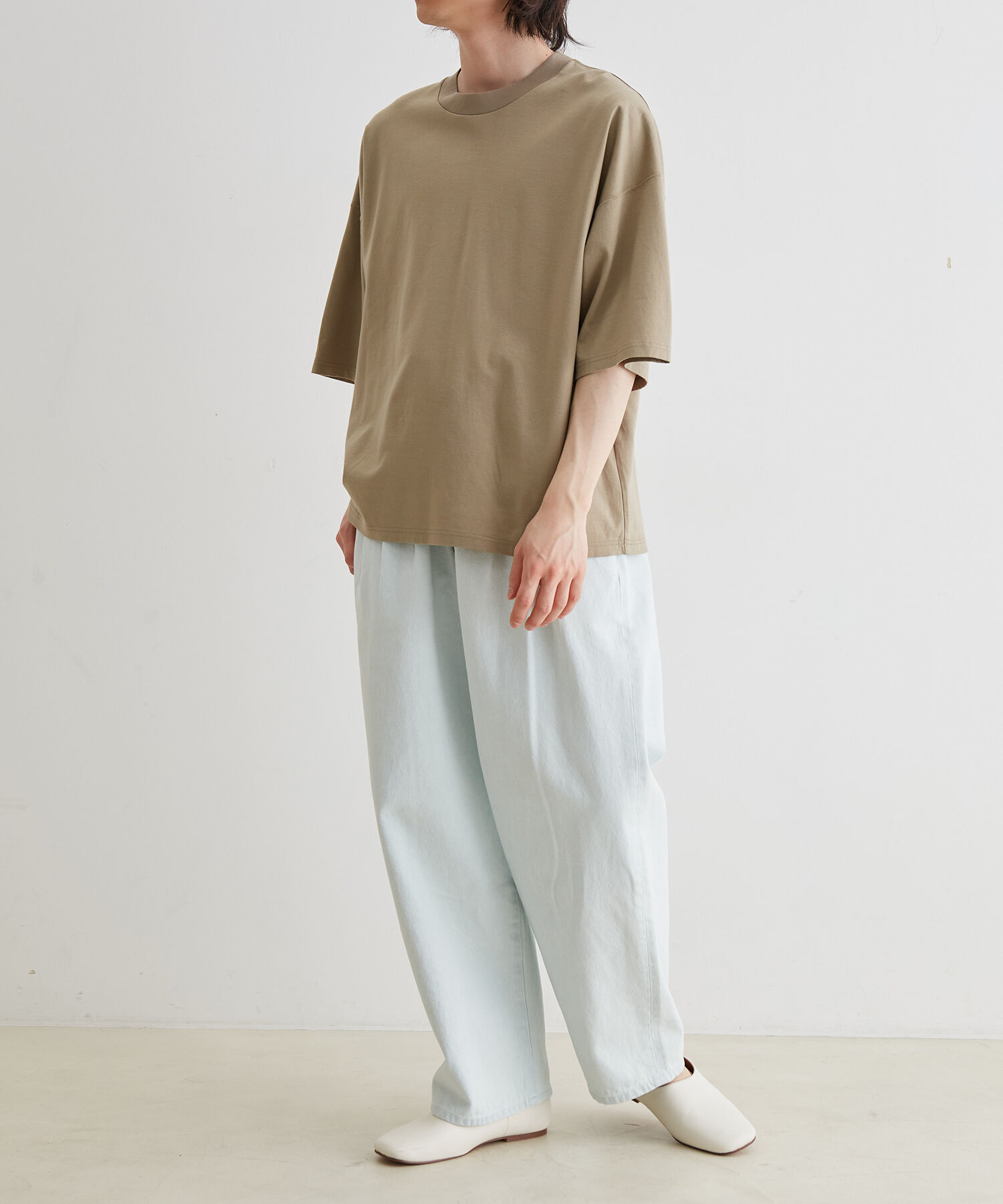 ADAM ET ROPE'「【Albini/アルビニ】オーガニック ポンチ ドロップショルダー ビッグ Tシャツ」|Tシャツ・カットソー|