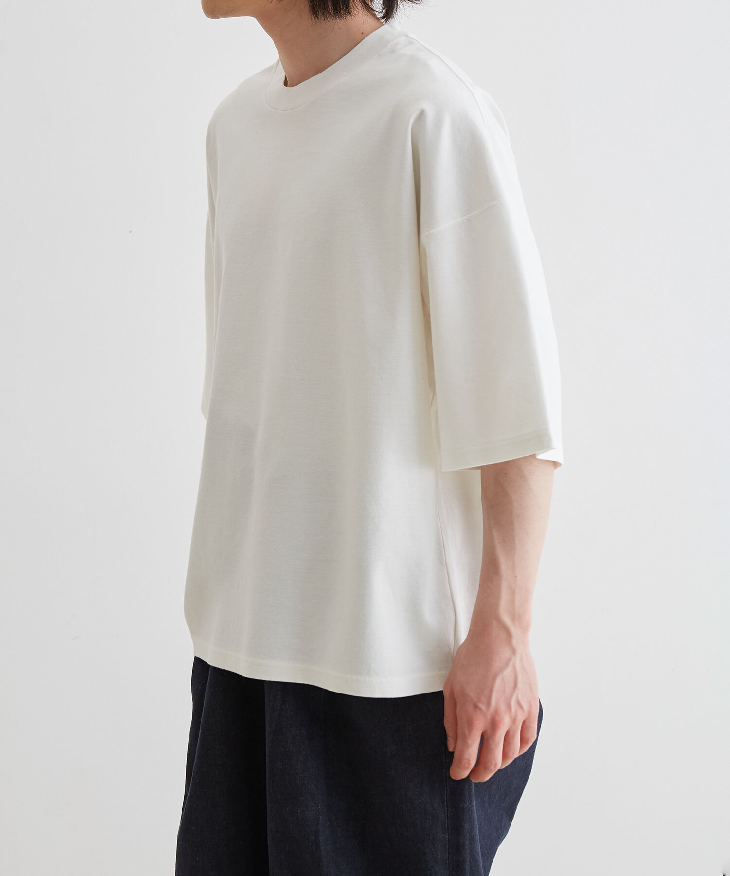 ADAM ET ROPE'「【Albini/アルビニ】オーガニック ポンチ ドロップショルダー ビッグ Tシャツ」|Tシャツ・カットソー|