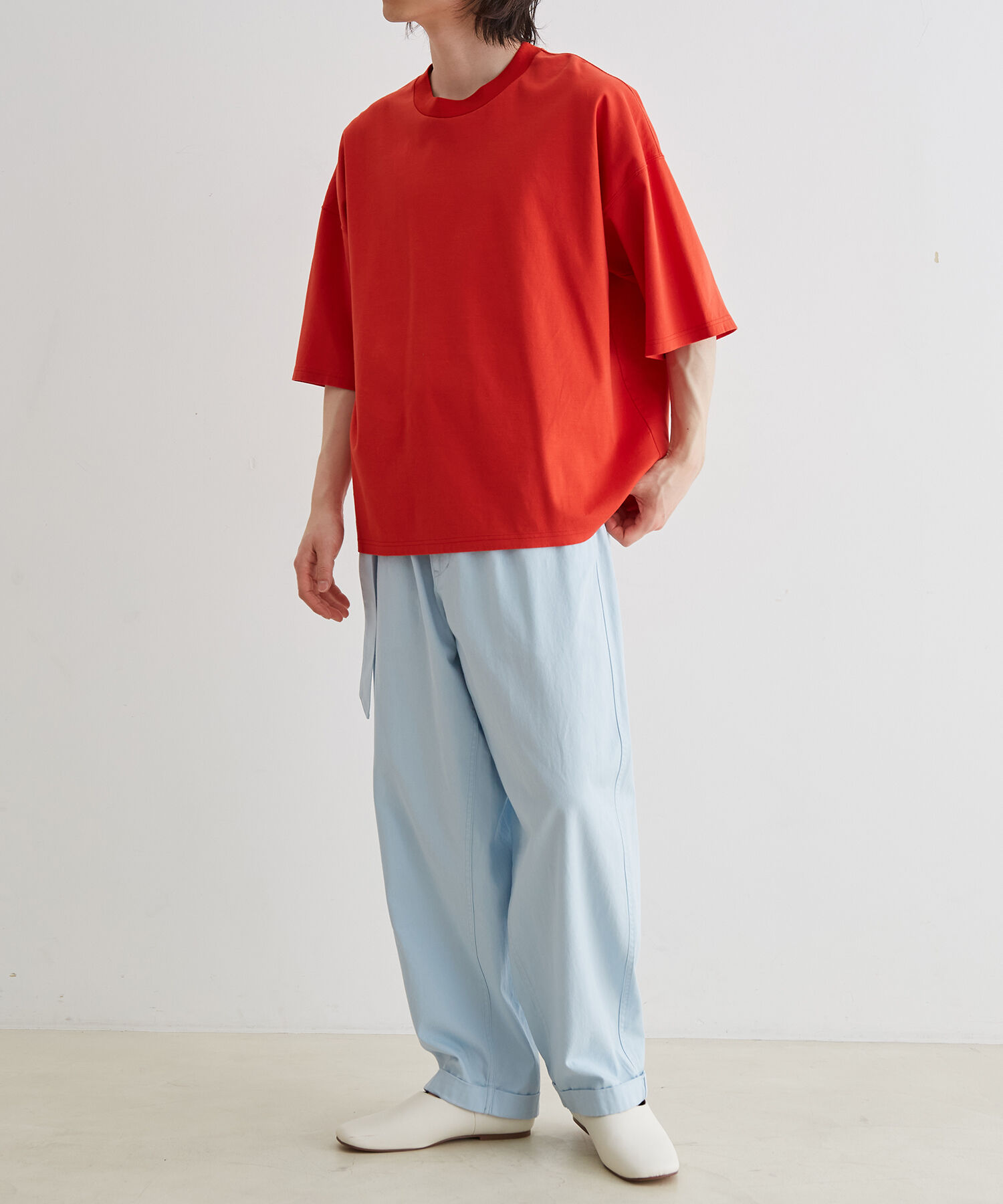 ADAM ET ROPE'「【Albini/アルビニ】オーガニック ポンチ ドロップショルダー ビッグ Tシャツ」|Tシャツ・カットソー|