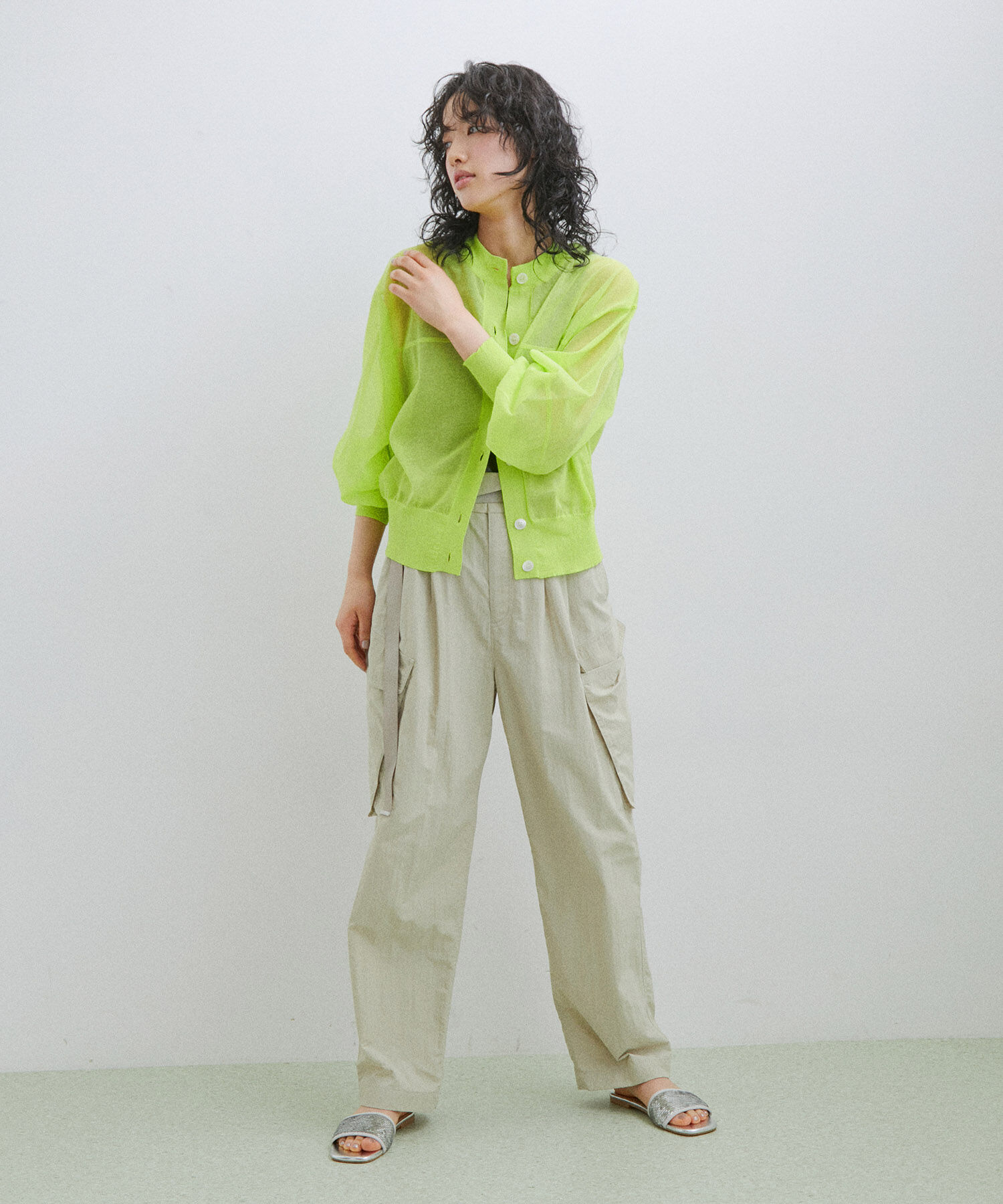 ADAM ET ROPE'「【2WAY】シアーカーディガン」|カーディガン|