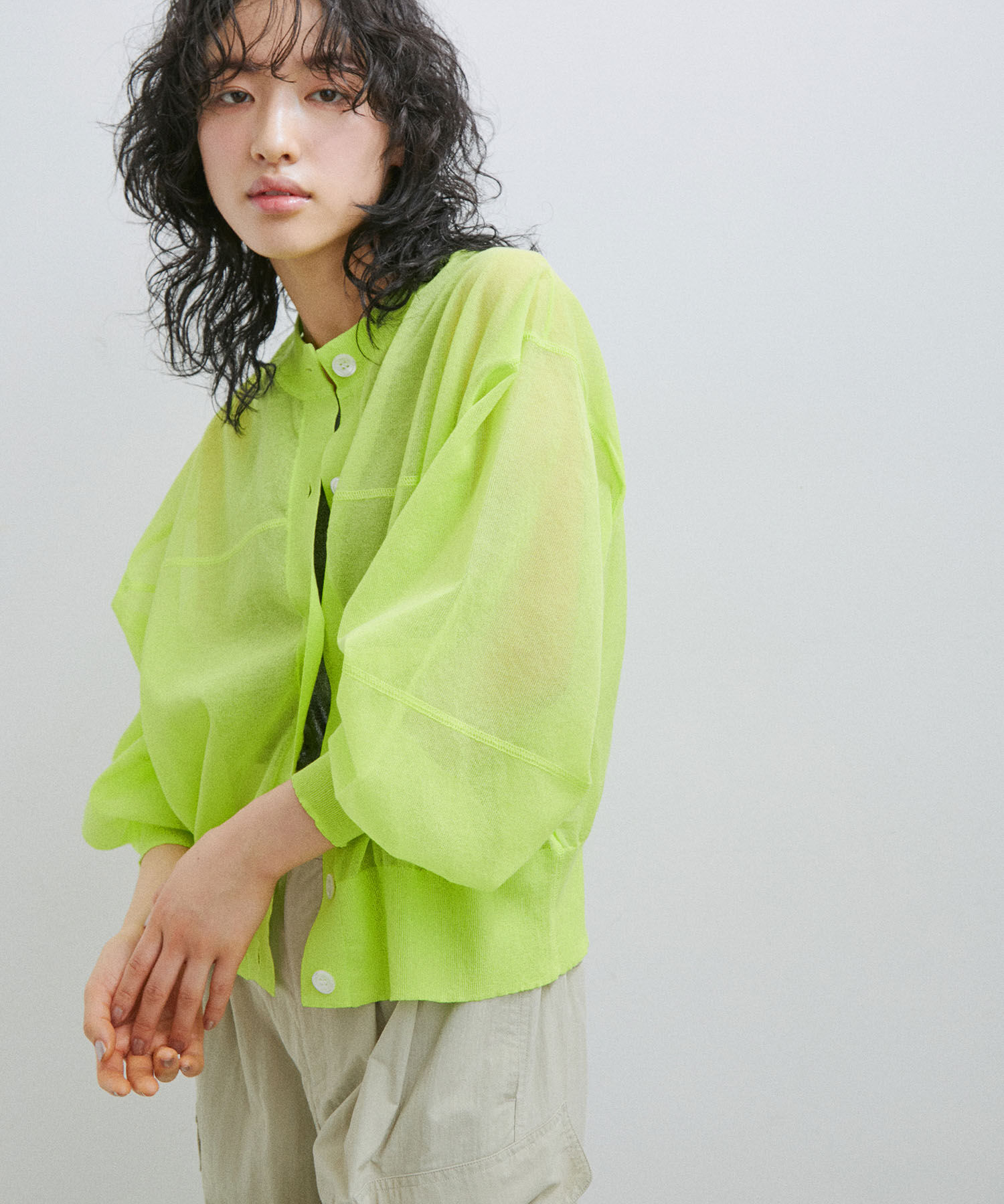 ADAM ET ROPE'「【2WAY】シアーカーディガン」|カーディガン|