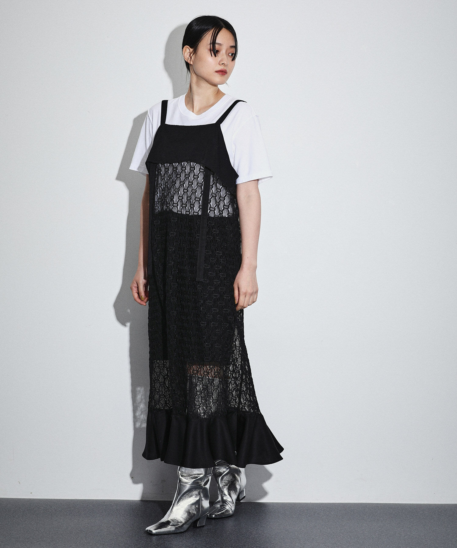 ADAM ET ROPE'「ジオメトリックレースキャミワンピース」|ワンピース|