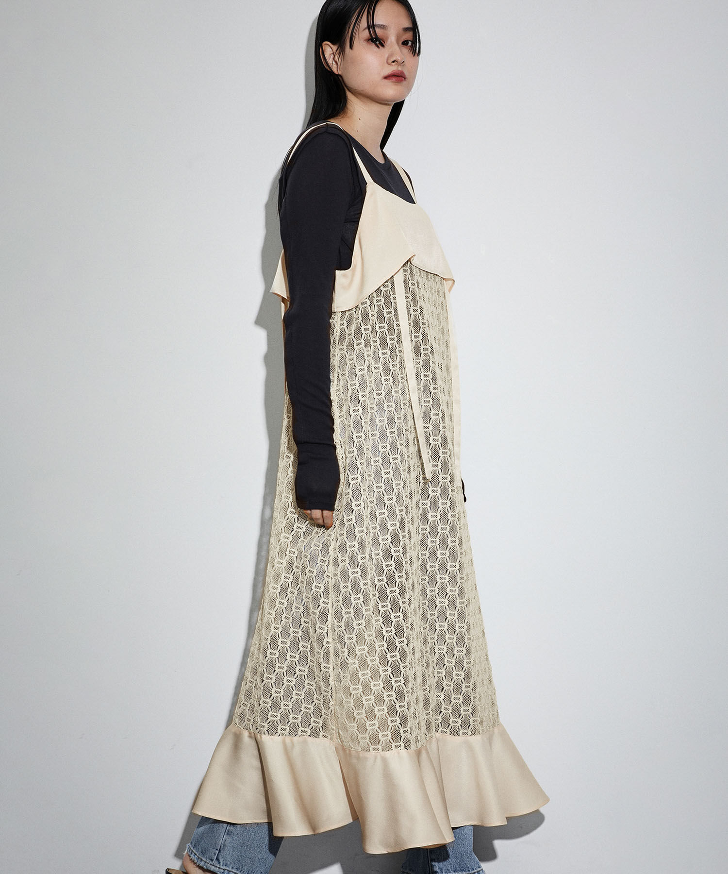 ADAM ET ROPE'「ジオメトリックレースキャミワンピース」|ワンピース|キナリ(16)