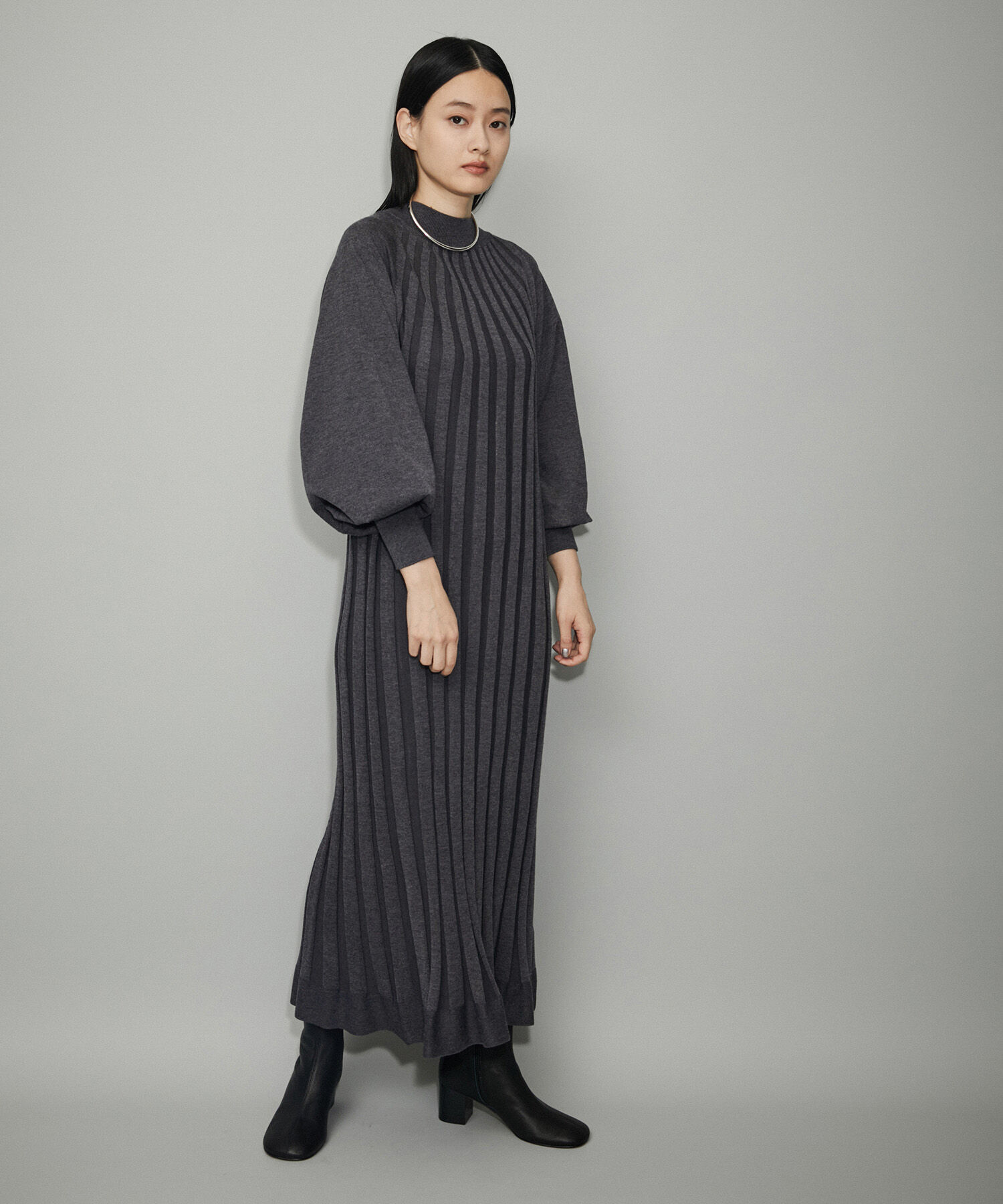 ADAM ET ROPE'「【WEB限定】ワイドリブAラインニットワンピース」|ワンピース|