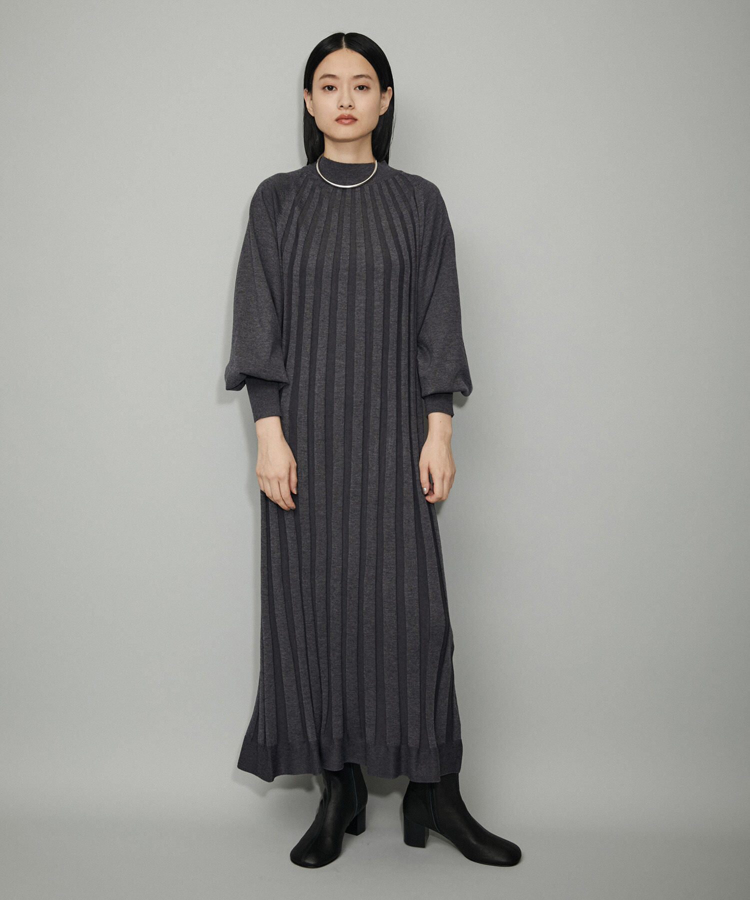 ADAM ET ROPE'「【WEB限定】ワイドリブAラインニットワンピース」|ワンピース|