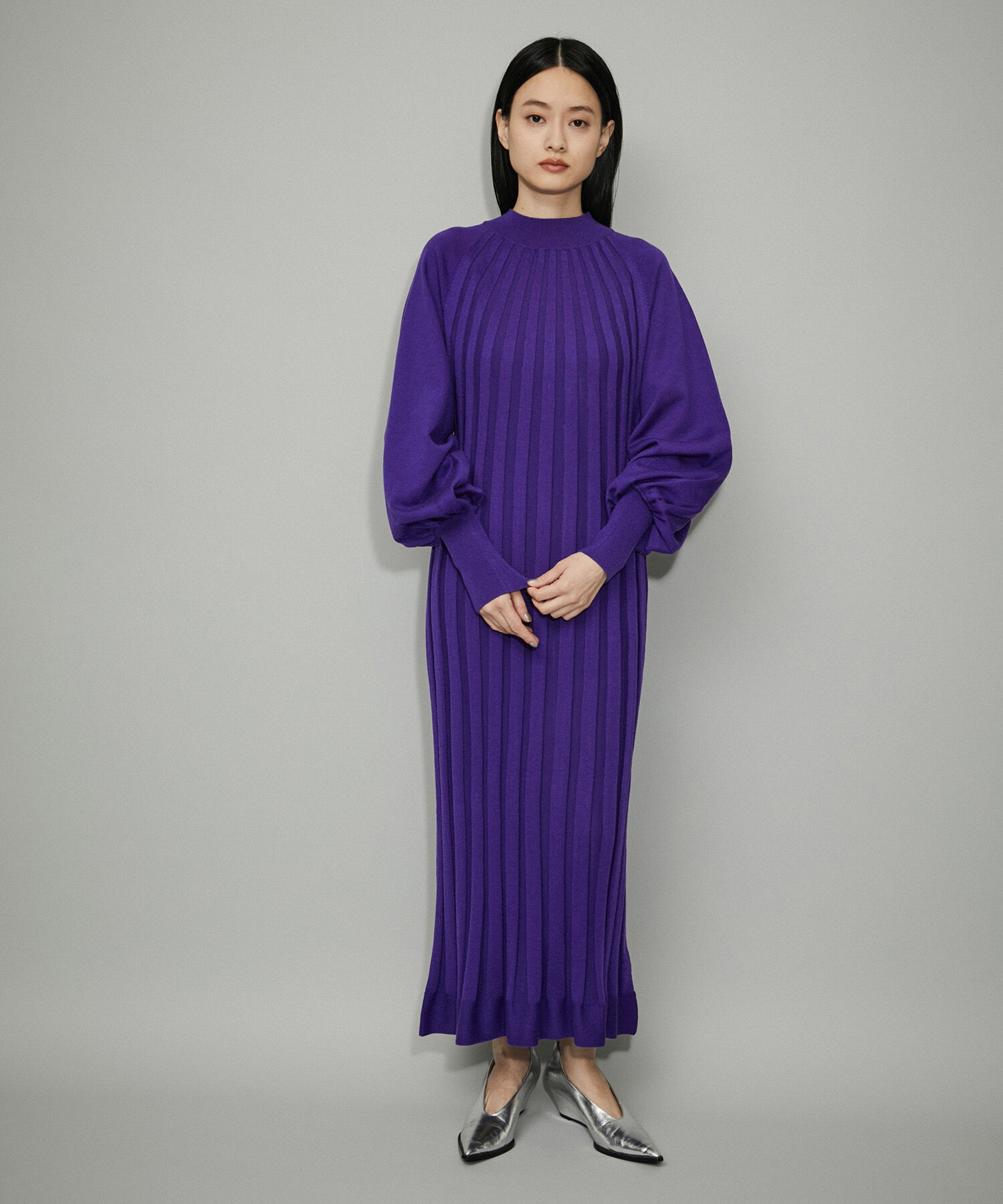 ADAM ET ROPE'「【WEB限定】ワイドリブAラインニットワンピース」|ワンピース|