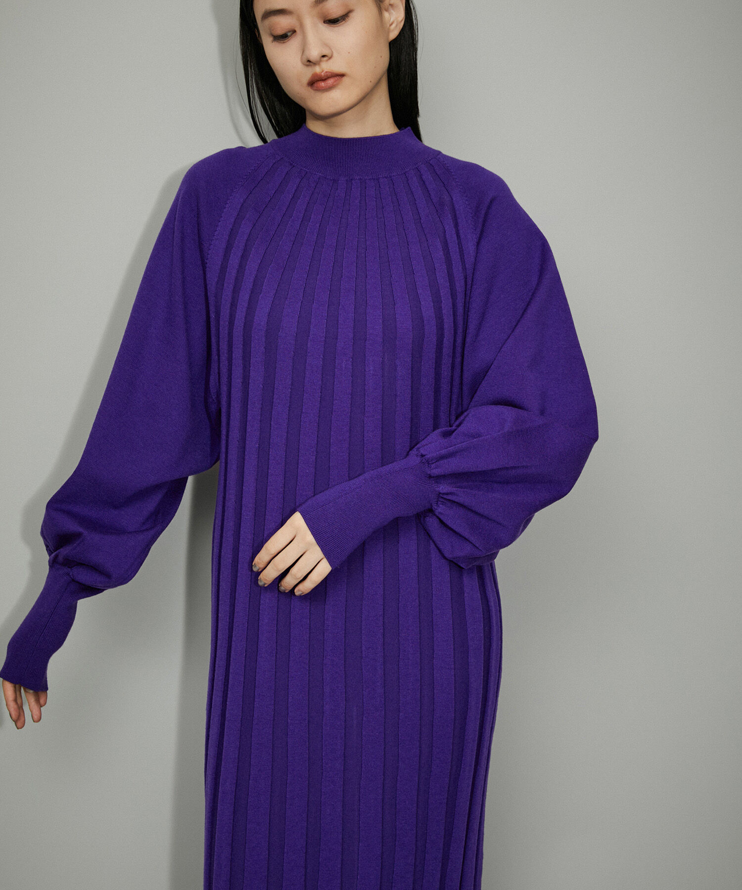 ADAM ET ROPE'「【WEB限定】ワイドリブAラインニットワンピース」|ワンピース|