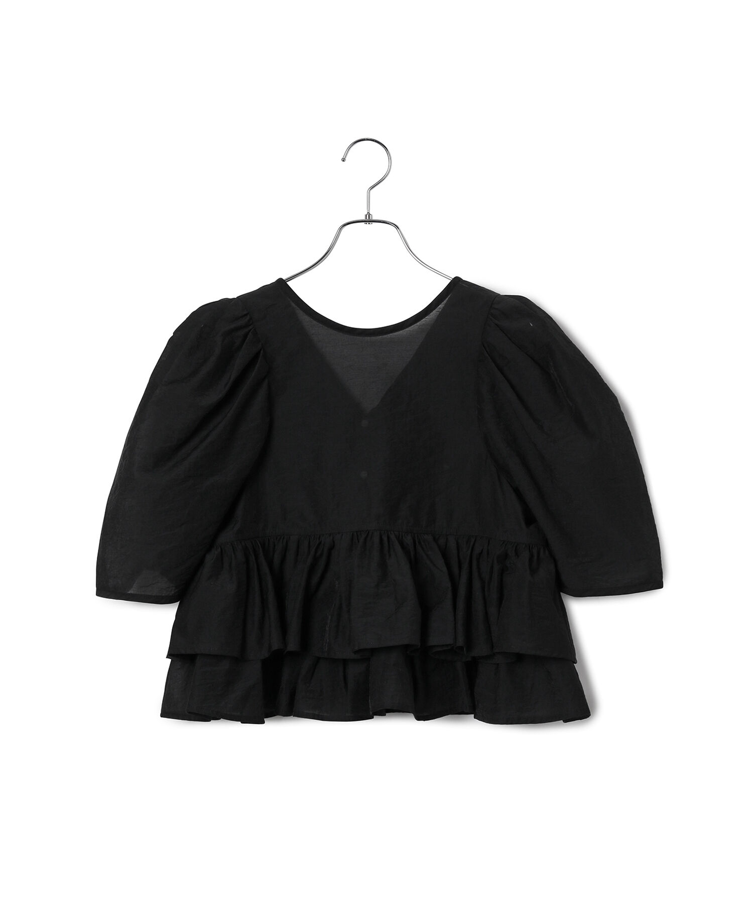 ADAM ET ROPE'「【再入荷・サステナブル】コットンギャザーフリル２WAYブラウス」|シャツ・ブラウス|