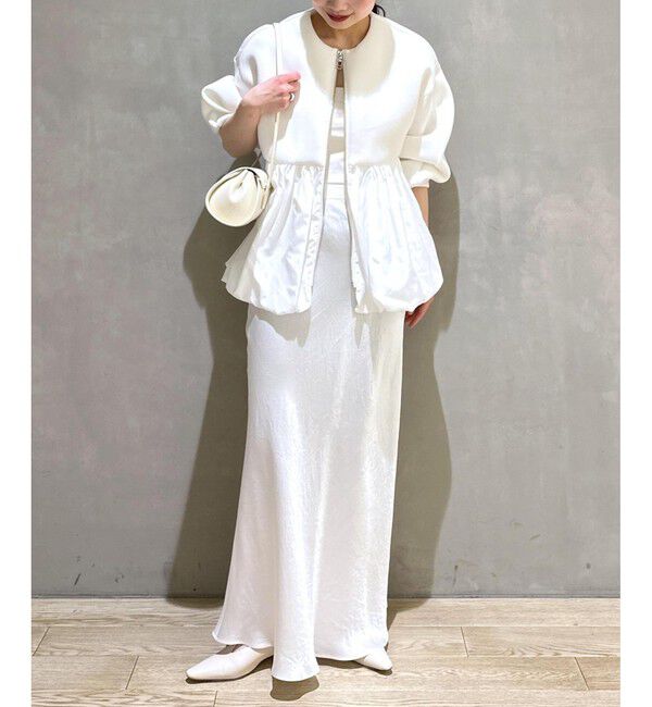 ADAM ET ROPE'「ダンボールタフタペプラムカーディガン」|カーディガン|