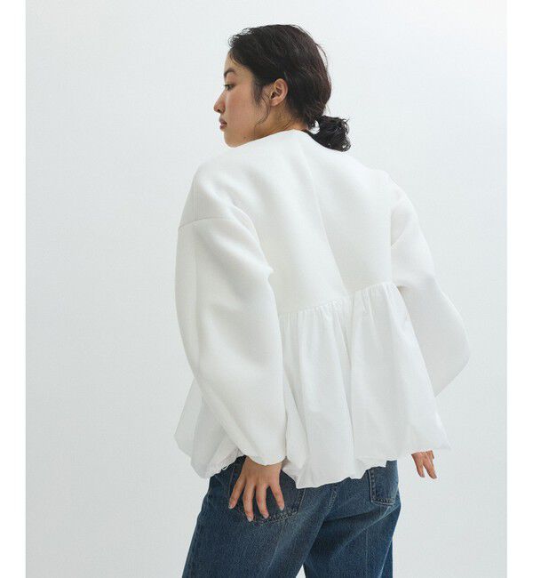 ADAM ET ROPE'「ダンボールタフタペプラムカーディガン」|カーディガン|