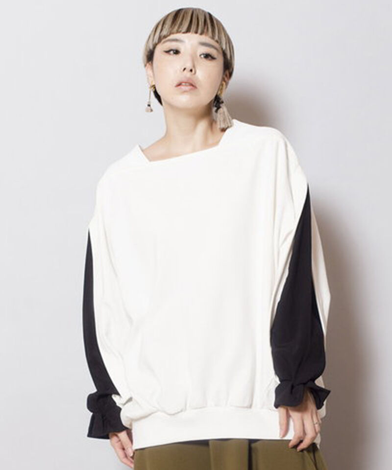  「切替スリーブドルマンプルオーバー」|Tシャツ・カットソー|WHITE