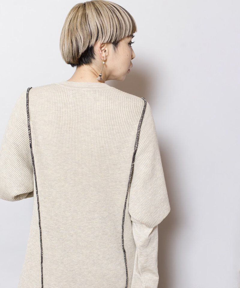  「レイヤードスリーブニットワンピース」|ワンピース|