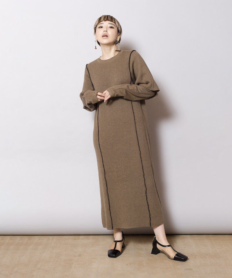 「レイヤードスリーブニットワンピース」|ワンピース|