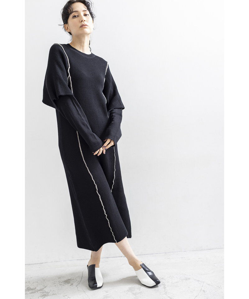  「レイヤードスリーブニットワンピース」|ワンピース|