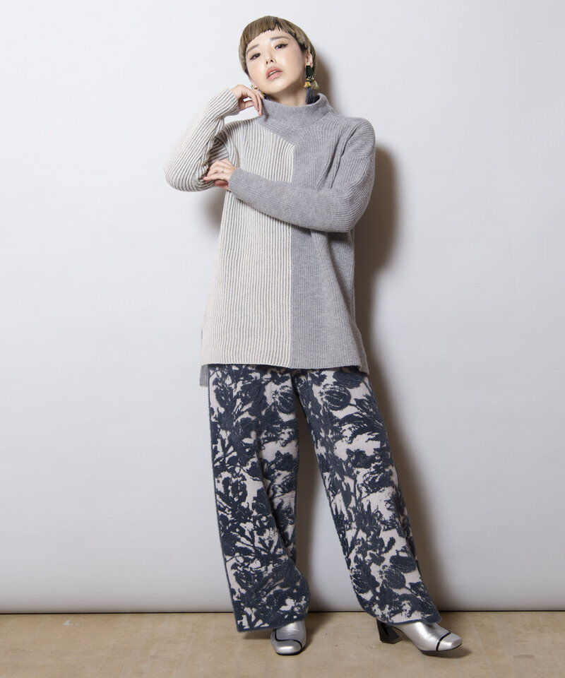  「畦ストライプタートルニットプルオーバー」|ニット・セーター|