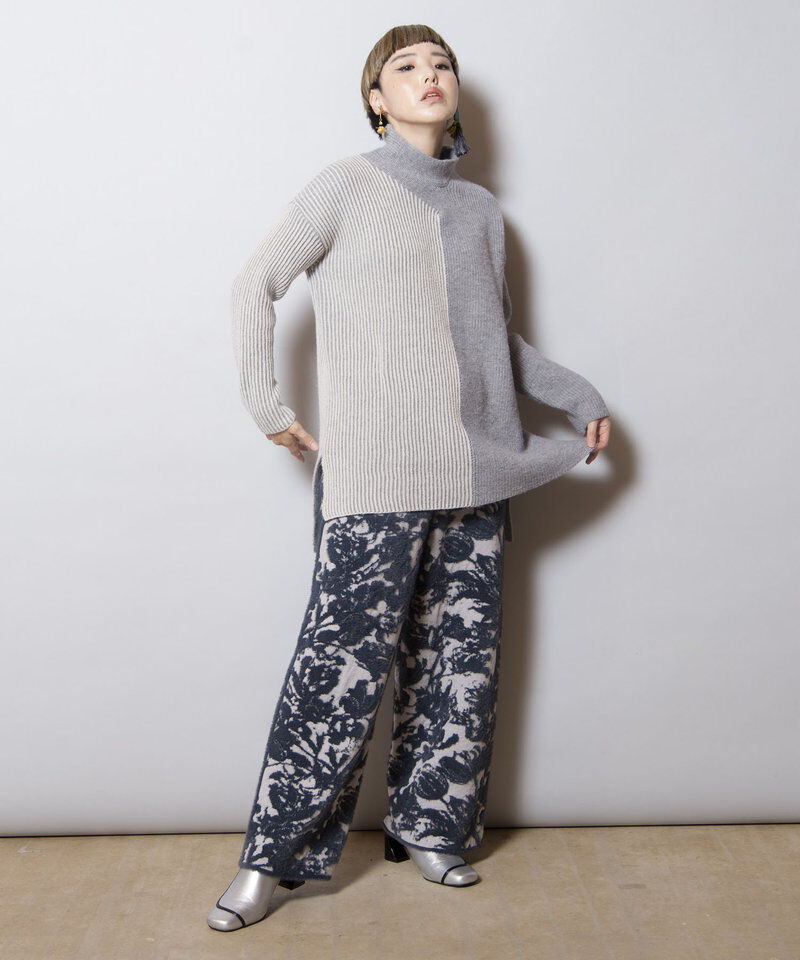  「畦ストライプタートルニットプルオーバー」|ニット・セーター|