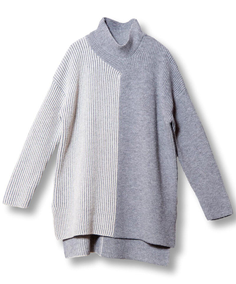  「畦ストライプタートルニットプルオーバー」|ニット・セーター|