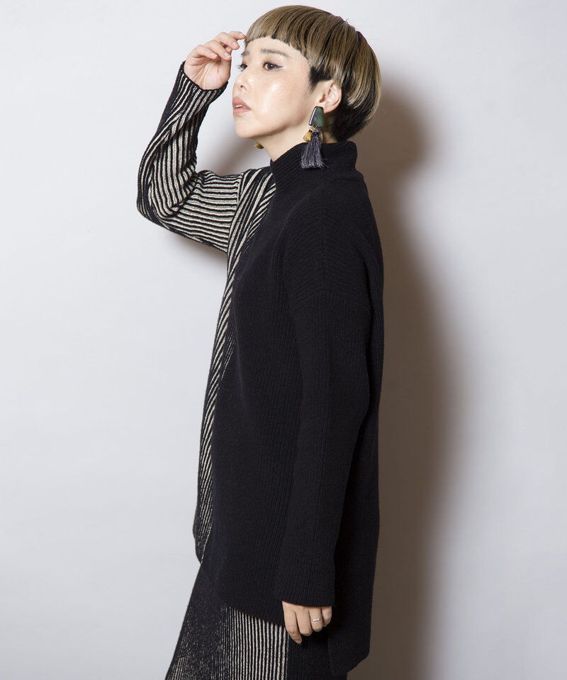  「畦ストライプタートルニットプルオーバー」|ニット・セーター|