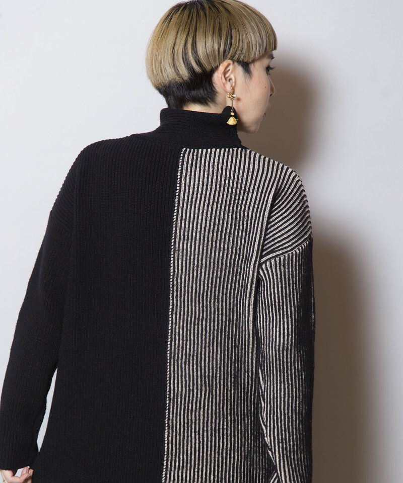  「畦ストライプタートルニットプルオーバー」|ニット・セーター|