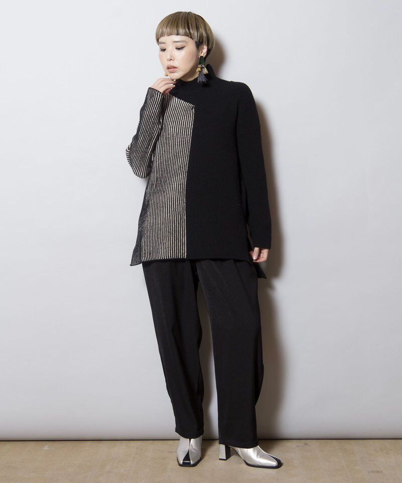  「畦ストライプタートルニットプルオーバー」|ニット・セーター|