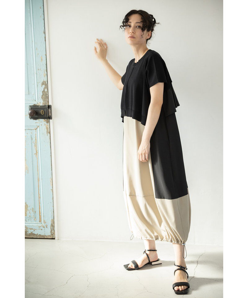  「ニットレイヤード切替ワンピース」|ワンピース|