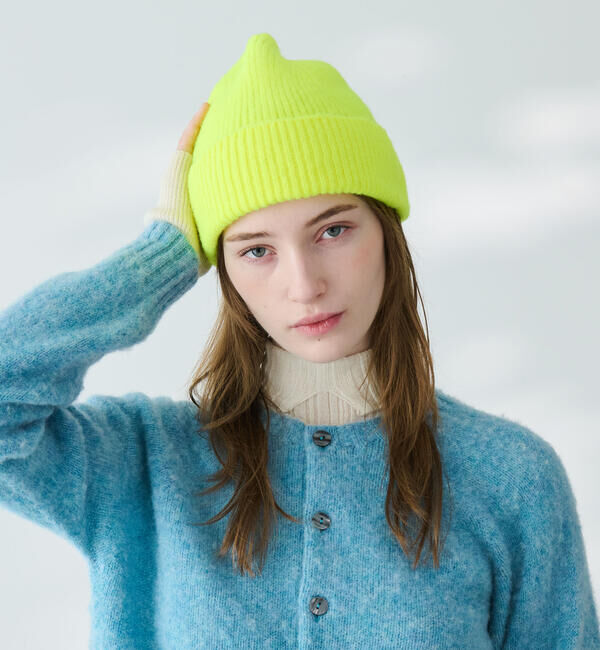  「MACKIE | ウール リブニットビーニー UNISEX」|ニット帽|YELLOW系1
