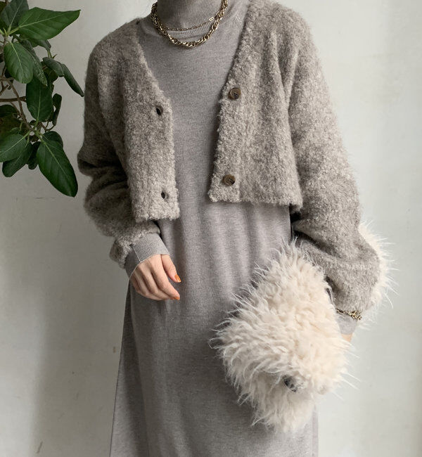  「【WEB限定】起毛加工ショートカーディガン＋タートルワンピースセット」|スーツ|