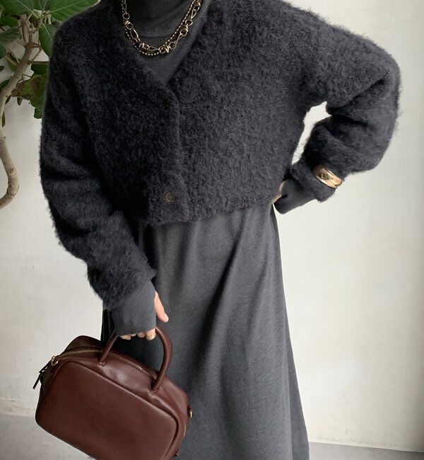  「【WEB限定】起毛加工ショートカーディガン＋タートルワンピースセット」|スーツ|