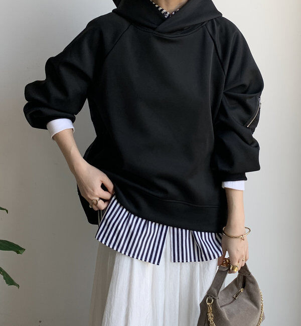  「【WEB限定】バックジップジャジーパーカー」|Tシャツ・カットソー|ブラック