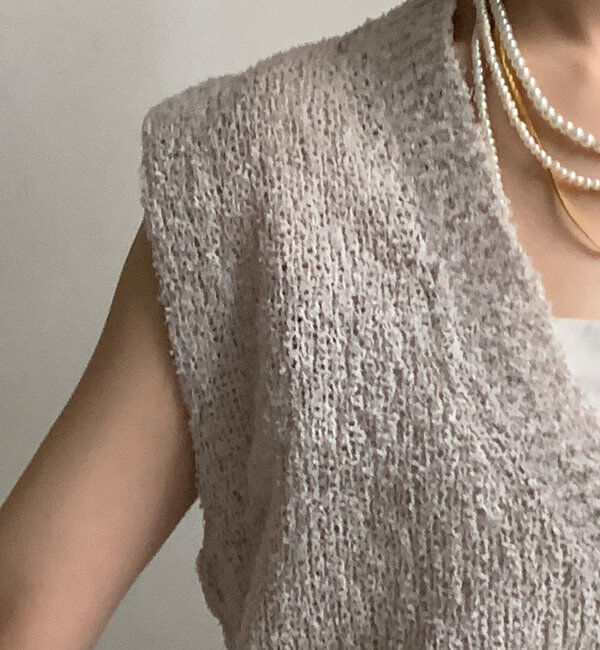  「ニットツイード深Vベスト」|ニット・セーター|