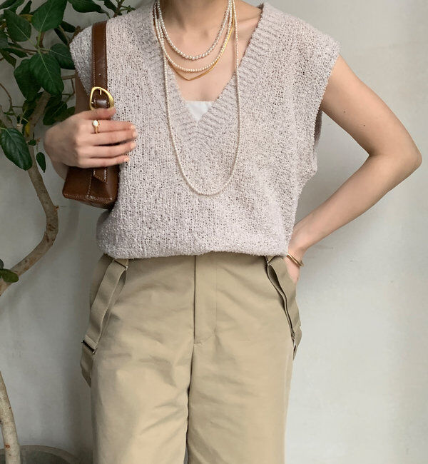  「ニットツイード深Vベスト」|ニット・セーター|