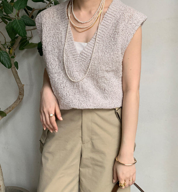  「ニットツイード深Vベスト」|ニット・セーター|