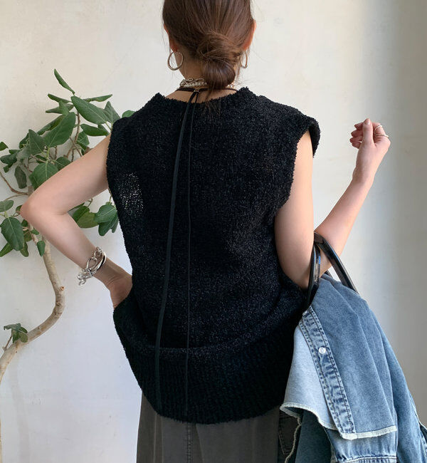  「ニットツイード深Vベスト」|ニット・セーター|