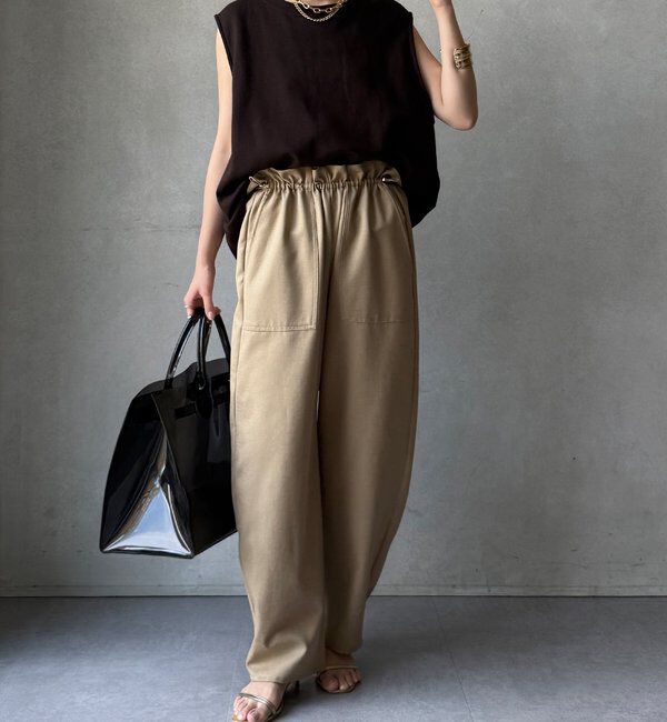  「【WEB限定】 麻調シャイニーイージーパンツ」|チノ|