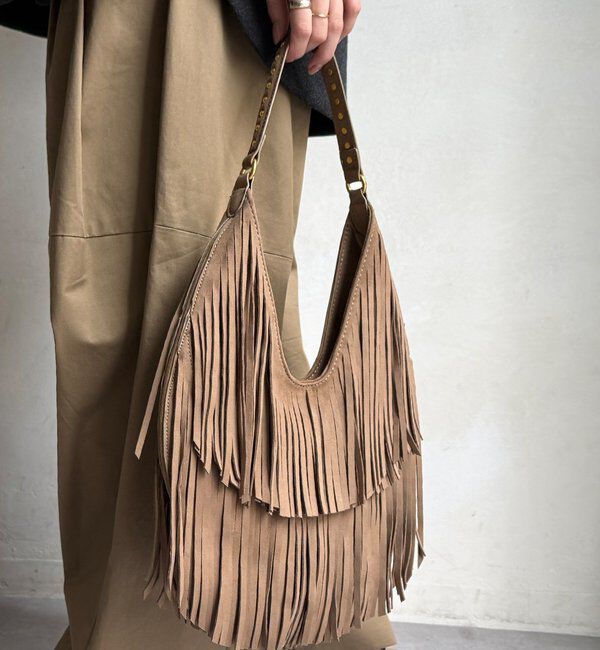  「【WEB限定】スエードフリンジセミショルダー」|トートバッグ|
