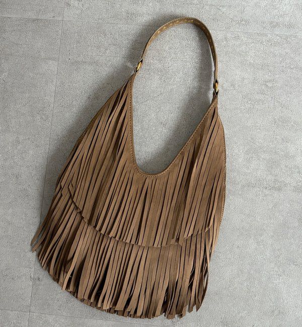  「【WEB限定】スエードフリンジセミショルダー」|トートバッグ|