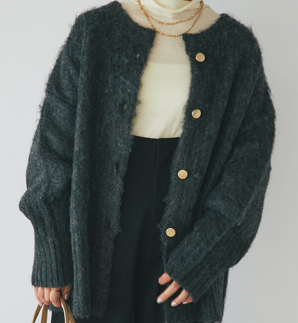  「《オーバーサイズでゆったり》シャギーオーバーカーデ」|ニット・セーター|
