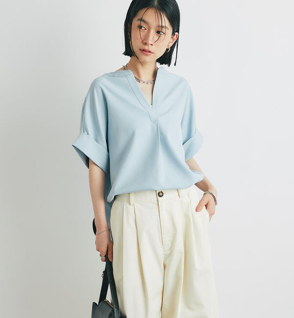  「《オンオフ着まわせる》ニュアンススリーブスキッパーブラウス」|シャツ・ブラウス|