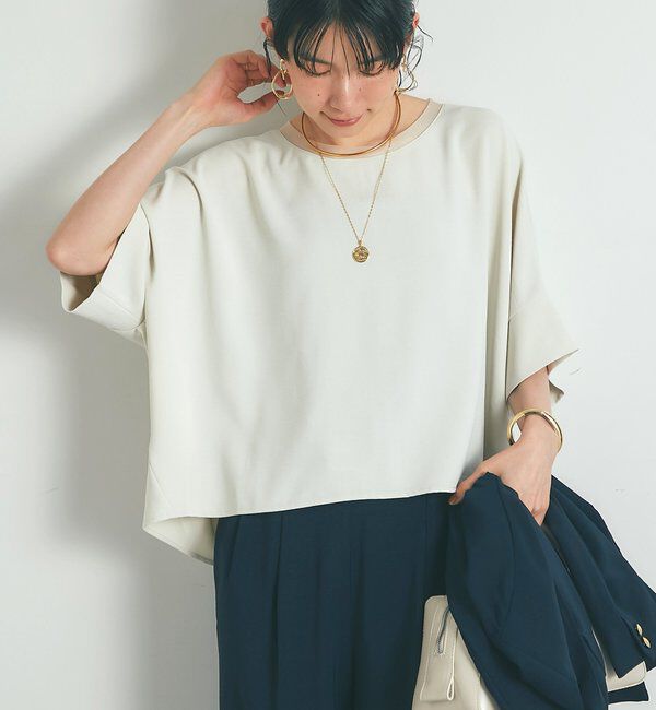  「《接触冷感・速乾・セットアップ可》ハイストレッチカルゼワッシャーコクーンブラウス」|シャツ・ブラウス|ホワイト