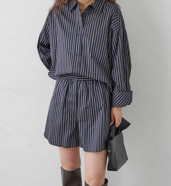  「[mline]ストライプショートパンツ」|チノ|