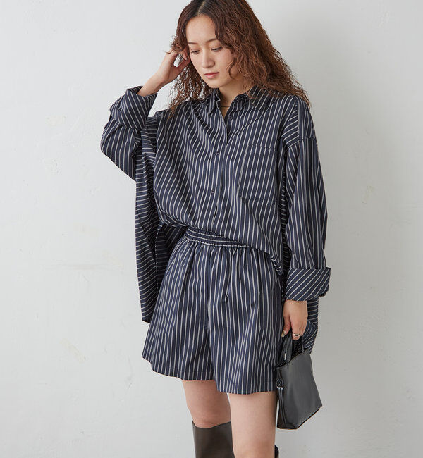  「[mline]ストライプショートパンツ」|チノ|