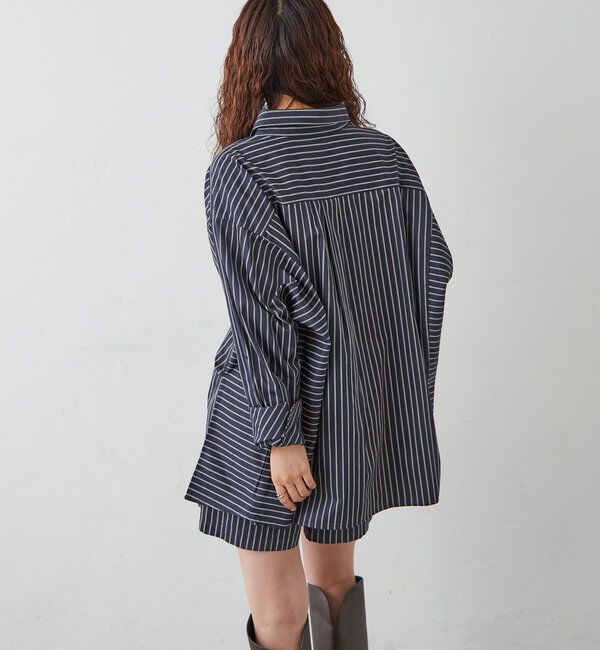  「[mline]ストライプショートパンツ」|チノ|