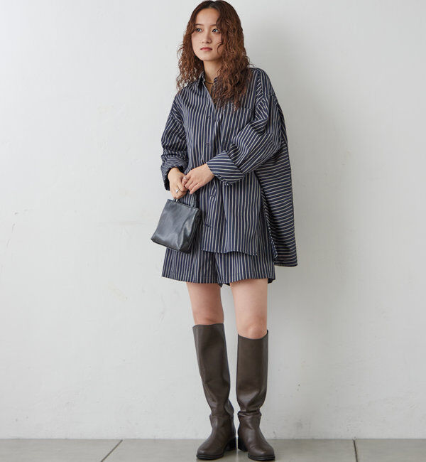  「[mline]ストライプショートパンツ」|チノ|