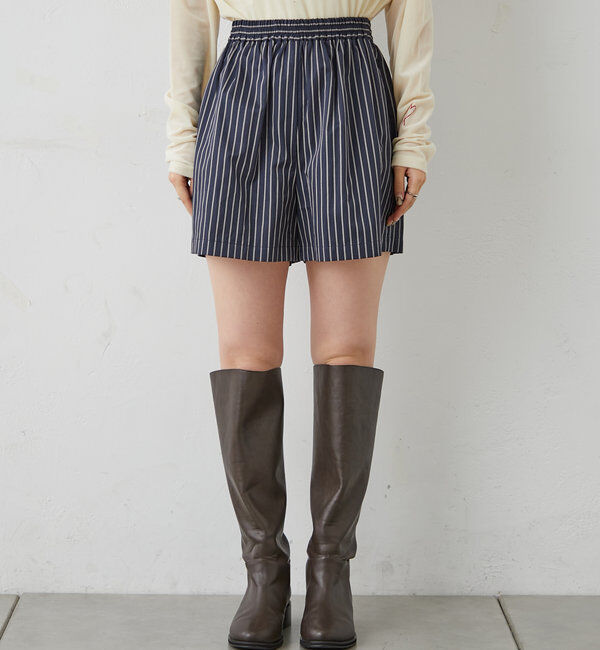  「[mline]ストライプショートパンツ」|チノ|